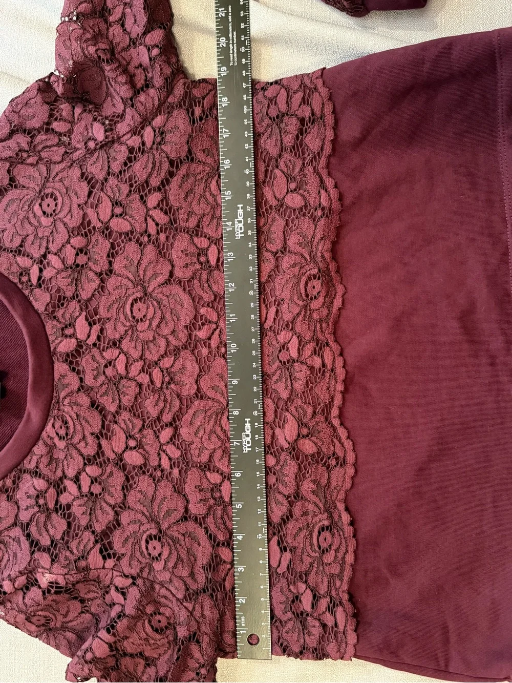 Anthropologie Plum Lace Overlay Long-Sleeve Top